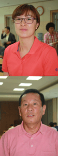 해썹 관리기준 교육에 참가한 이재란 뫼바우식품대표(사진 위)와 김창겸 박양산식품사장.