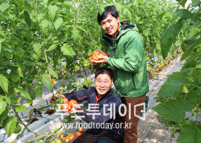 아모제푸드가 아모제팜을 찾아 재료 신선도를 확인하고 있다.