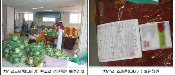 적발된 위생불량 김치제조 업체