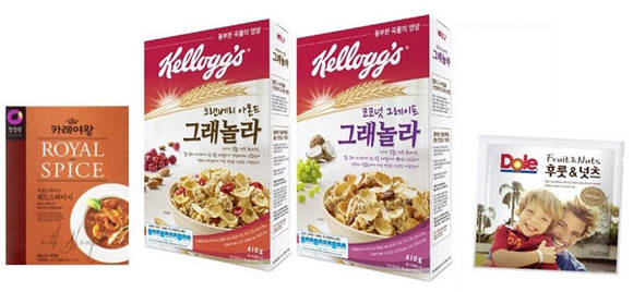 (왼쪽부터) 청정원 카레여왕, 켈로그 그래놀라2종, 돌코리아 후룻앤넛츠