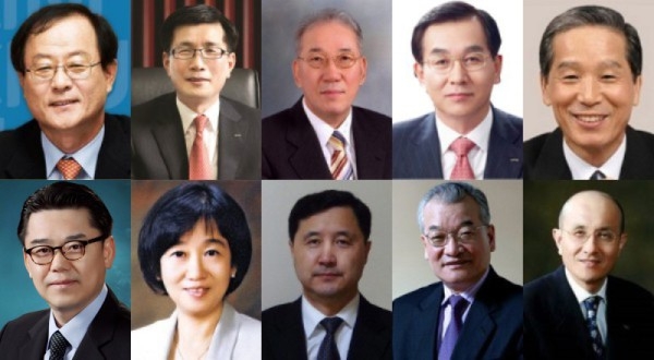 (좌측부터) 김철하 CJ제일제당 대표, 이영호 롯데푸드 대표, 박준 농심 대표, 김용수 롯데제과 대표, 조상호 SPC 대표, 김인규 하이트진로 대표, 김선희 매일유업 대표, 박영준 빙그레 대표, 윤영달 크라운제과 대표, 남승우 풀무원 대표