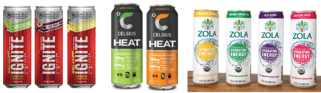 다양화된 맛, 천연·유기농의 에너지 샷 상품들 - 출처: Beverage Industry, Celcius, Zola