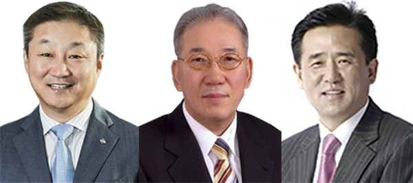  왼쪽부터 신현재 CJ제일제당 대표, 박준 농심 대표, 이경재 오리온 대표 왼쪽부터 신현재 CJ제일제당 대표, 박준 농심 대표, 이경재 오리온 대표