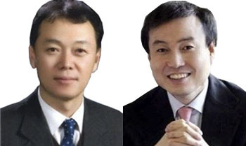 왼쪽부터 김태환 롯데칠성음료 대표, 차석용 LG생활건강 사장 