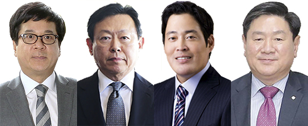 왼쪽부터 이재현 CJ그룹 회장, 신동빈 롯데그룹 회장, 정용진 신세계그룹 부회장, 허연수 GS리테일 사장