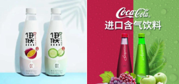 (좌측)이리의 탄산수 제품, (우측)코카콜라의 탄산수 제품(출처 : KATI)