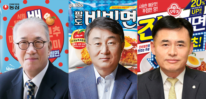 왼쪽부터 박준 농심 대표, 고정완 팔도 대표, 황성만 오뚜기 대표