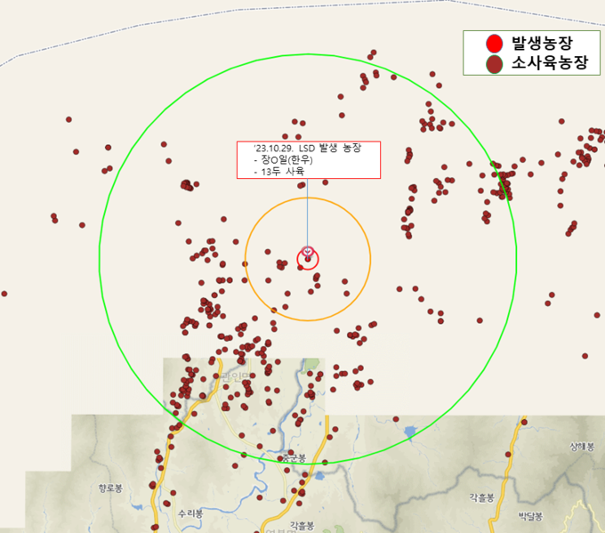 방역대(10km) 지도 (강원특별자치도)