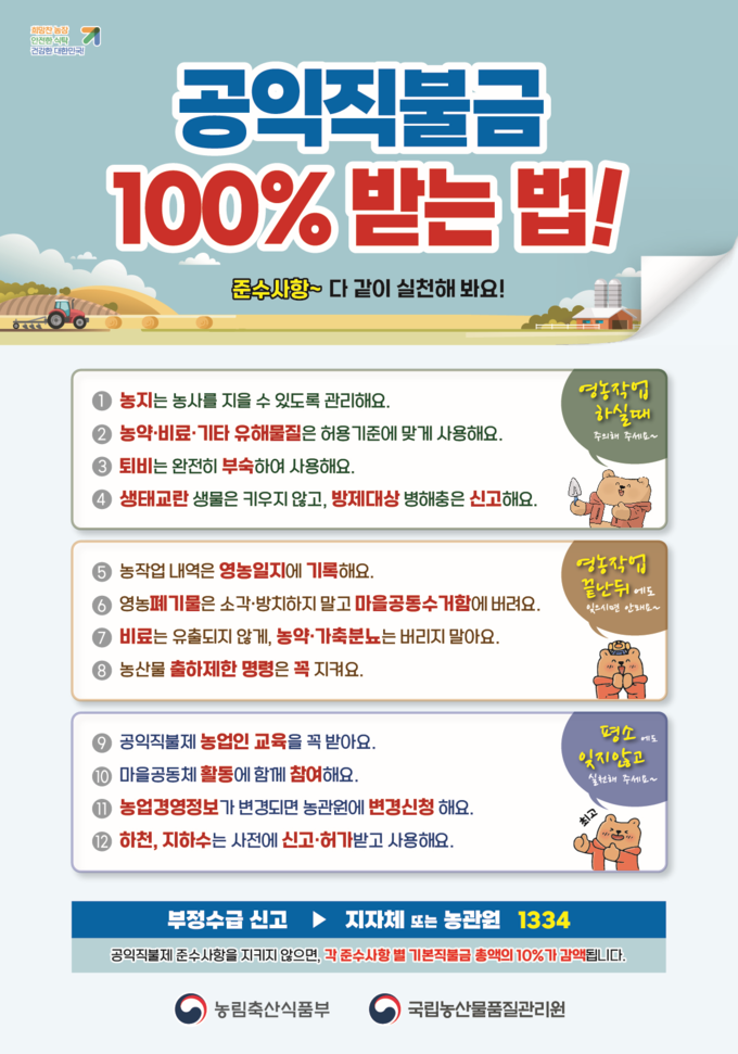 공익직불금 100% 받는 법 (국립농산물품질관리원 전남지원 제공)
