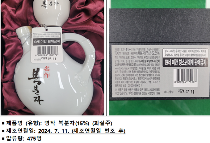 제조연월일 변조 제품 (식품의약품안전처 제공)