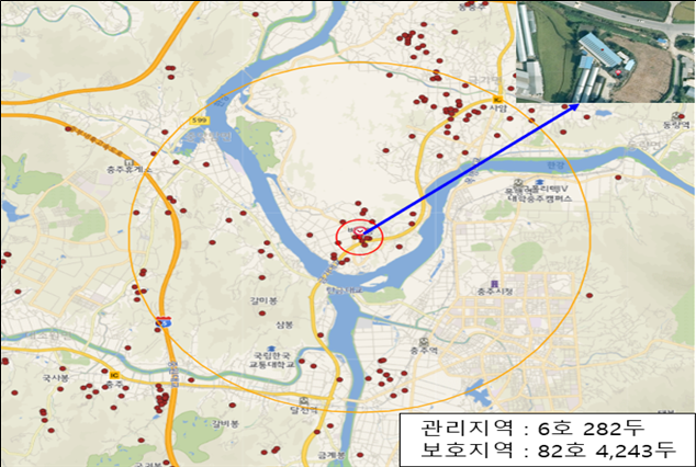 발생농장 방역대 (충북도)