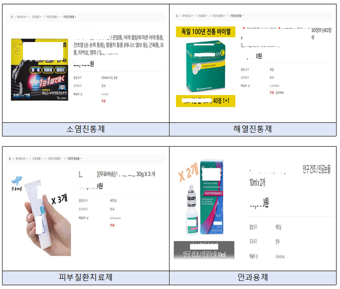 온라인 의료제품 불법 판매 광고 주요 적발 사례 - 의약품