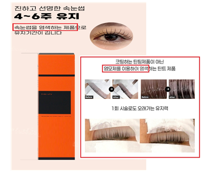 주요 적발사례 - 기능성 심사 내용과 다른 광고(속눈썹 사용 광고)