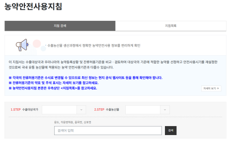 디지털 수출농산물 농약안전사용지침 (농촌진흥청 제공)